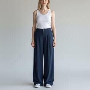 Halara Flex High Waisted Shirred Straight Leg Pants NWT Women's Sz XL Navy